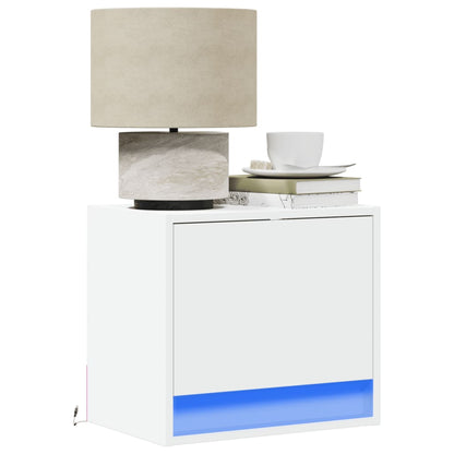 Comodino a Parete con Luci LED Bianco