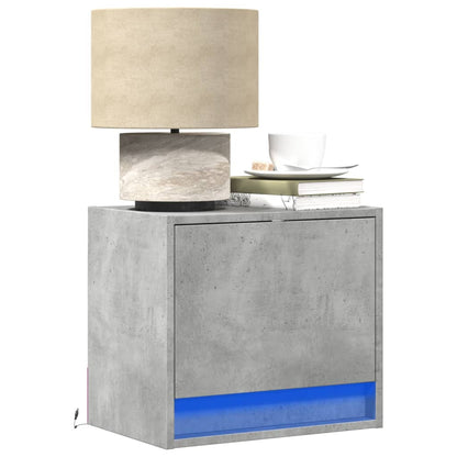 Comodini a Parete con Luci LED 2 pz Grigio Cemento