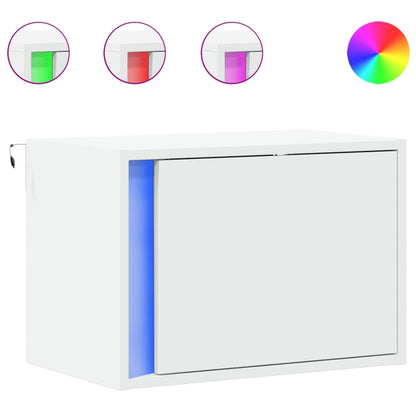 Comodino a Parete con Luci LED Bianco