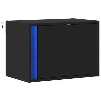 Comodino a Parete con Luci LED Nero