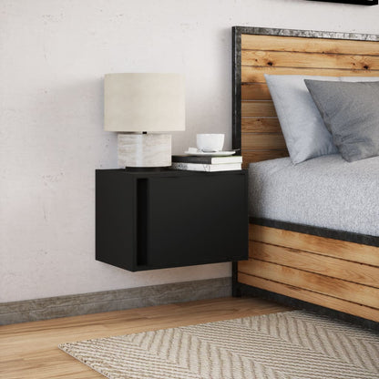 Comodino a Parete con Luci LED Nero