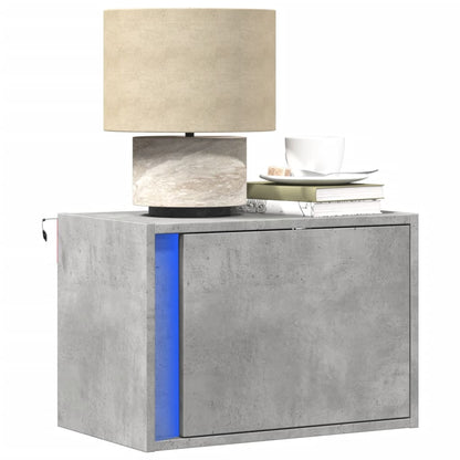 Comodino a Parete con Luci LED Grigio Cemento