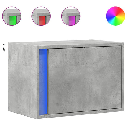 Comodini a Parete con Luci LED 2 pz Grigio Cemento