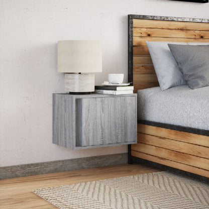Comodino a Parete con luci LED Grigio Sonoma