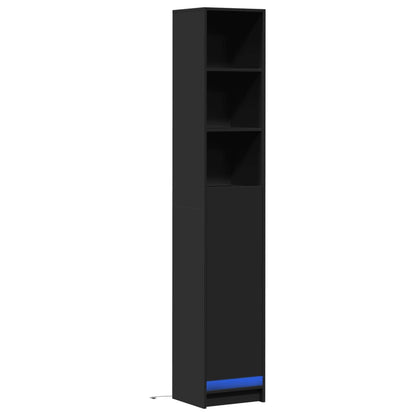 Credenza con LED Nera 36x32,5x200 cm in Legno Multistrato