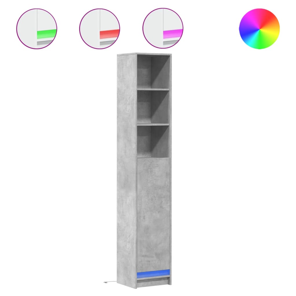 Credenza con LED Grigio Cemento 36x32,5x200cm Legno Multistrato