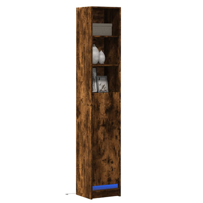 Credenza con LED Rovere Fumo 36x32,5x200cm in Legno Multistrato