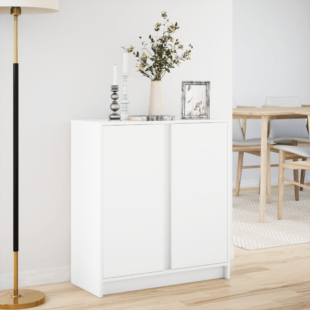 Credenza con LED Bianca 77x34x85 cm in Legno Multistrato