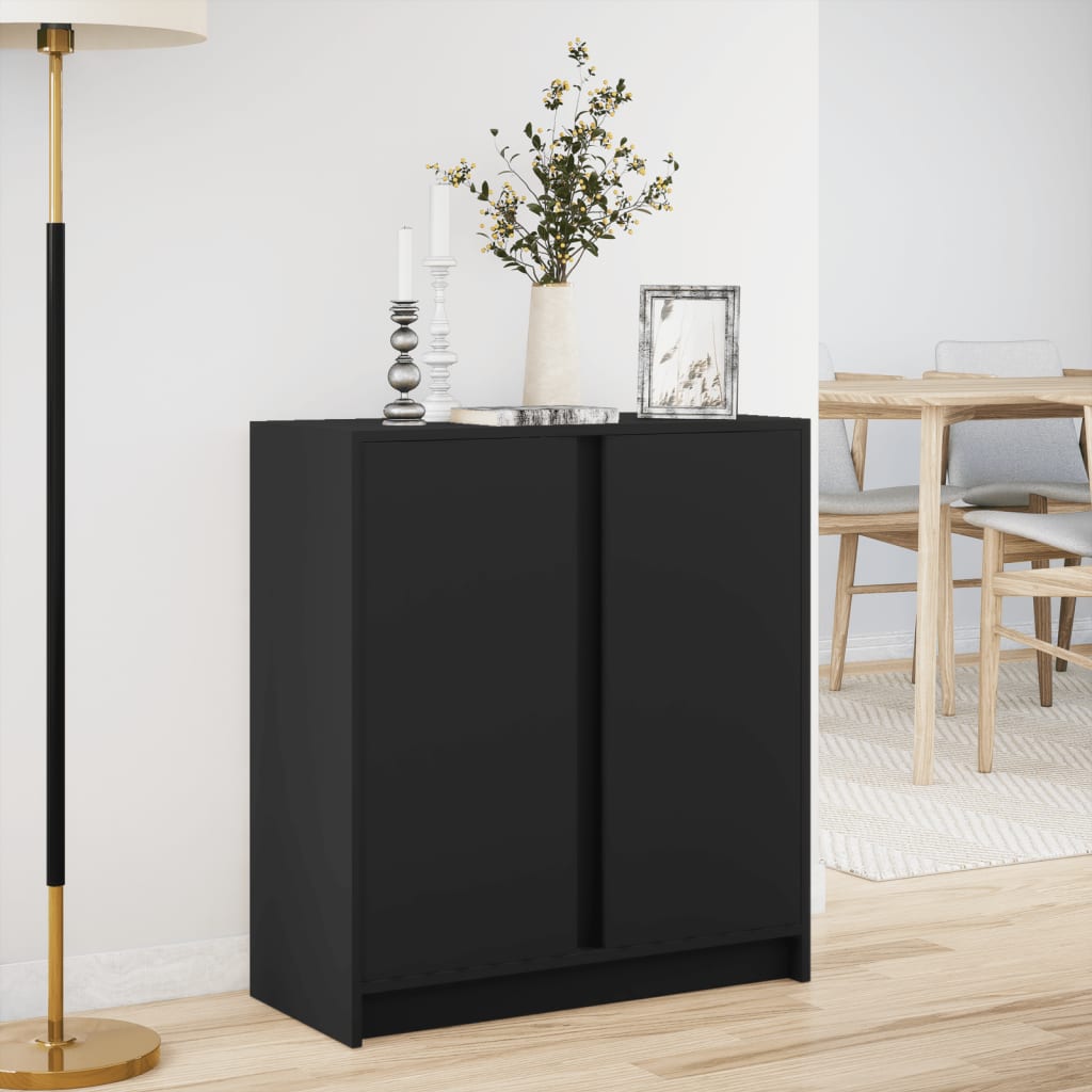 Credenza con LED Nera 77x34x85 cm in Legno Multistrato