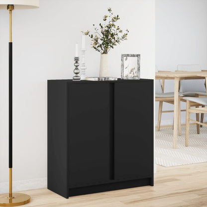 Credenza con LED Nera 77x34x85 cm in Legno Multistrato