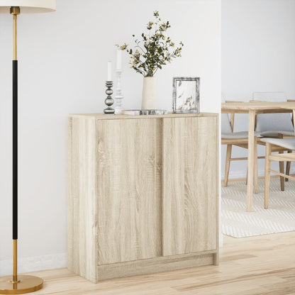 Credenza con LED Rovere Sonoma 77x34x85 cm in Legno Multistrato
