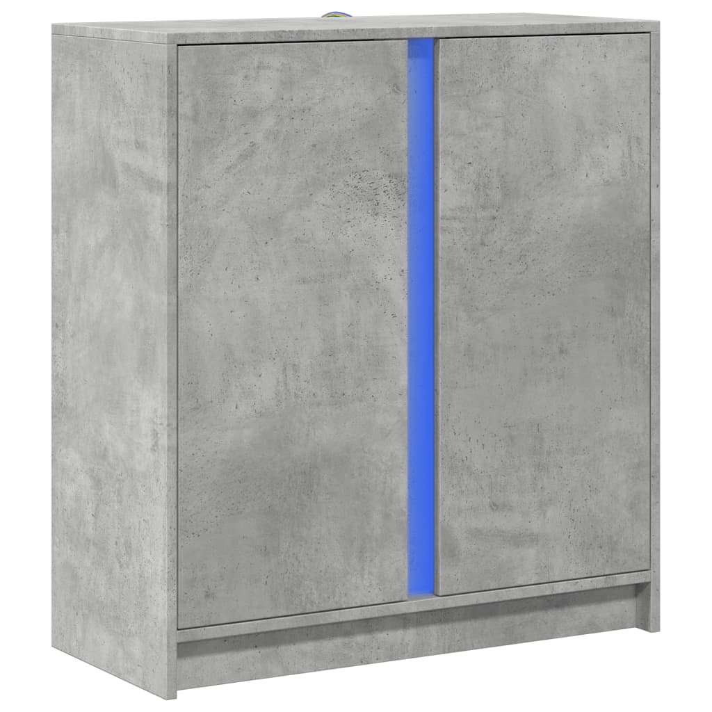 Credenza con LED Grigio Cemento 77x34x85 cm Legno Multistrato