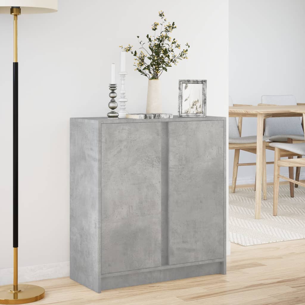 Credenza con LED Grigio Cemento 77x34x85 cm Legno Multistrato
