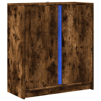 Credenza con LED Rovere Fumo 77x34x85 cm in Legno Multistrato