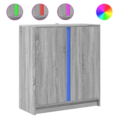 Credenza con LED Grigio Sonoma 77x34x85 cm in Legno Multistrato