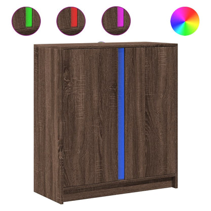 Credenza con LED Rovere Marrone 77x34x85 cm Legno Multistrato