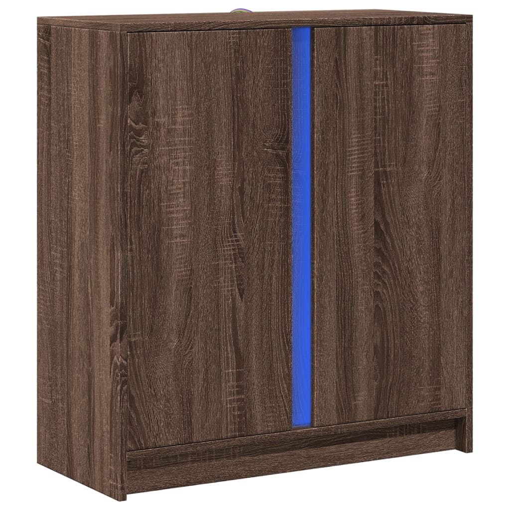 Credenza con LED Rovere Marrone 77x34x85 cm Legno Multistrato