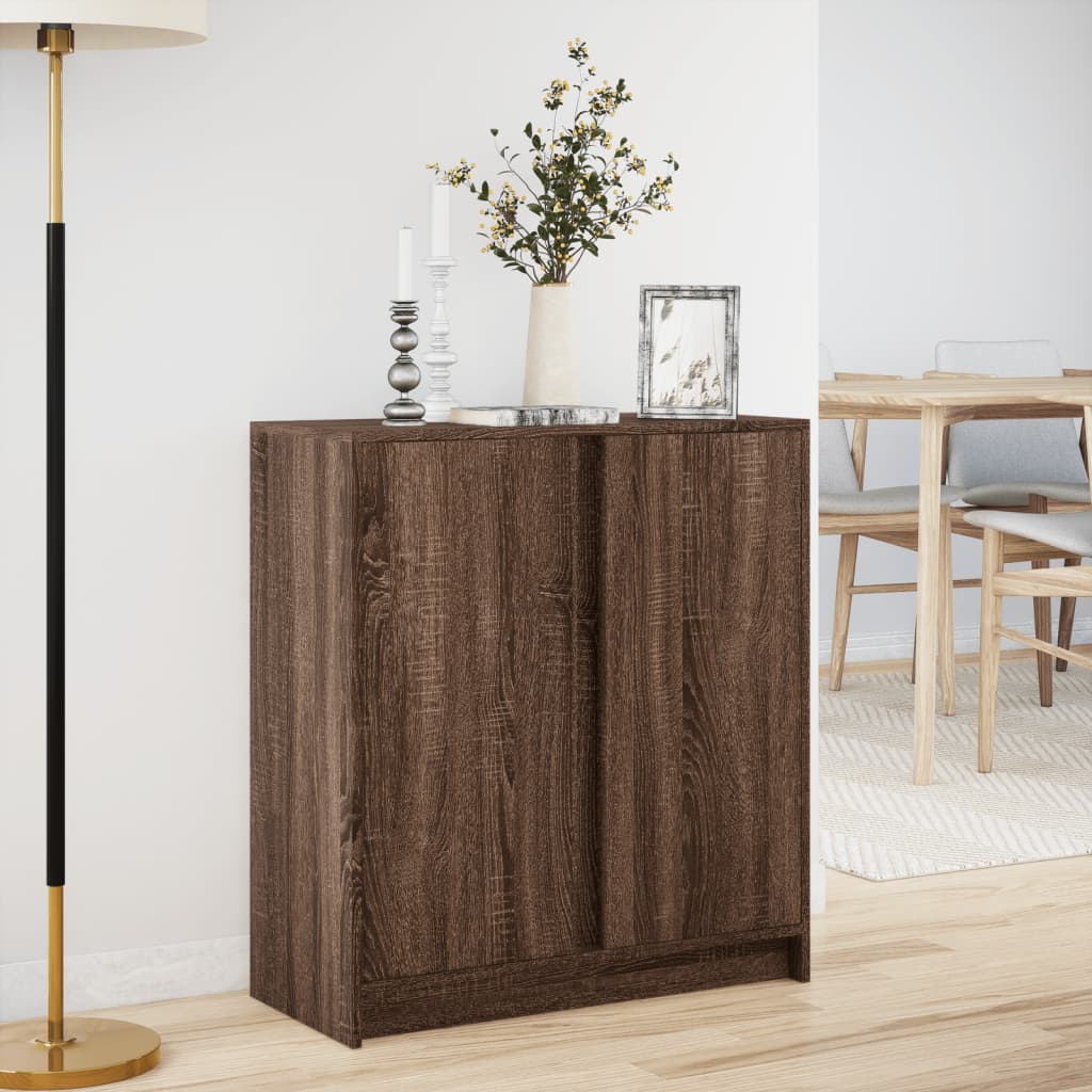 Credenza con LED Rovere Marrone 77x34x85 cm Legno Multistrato