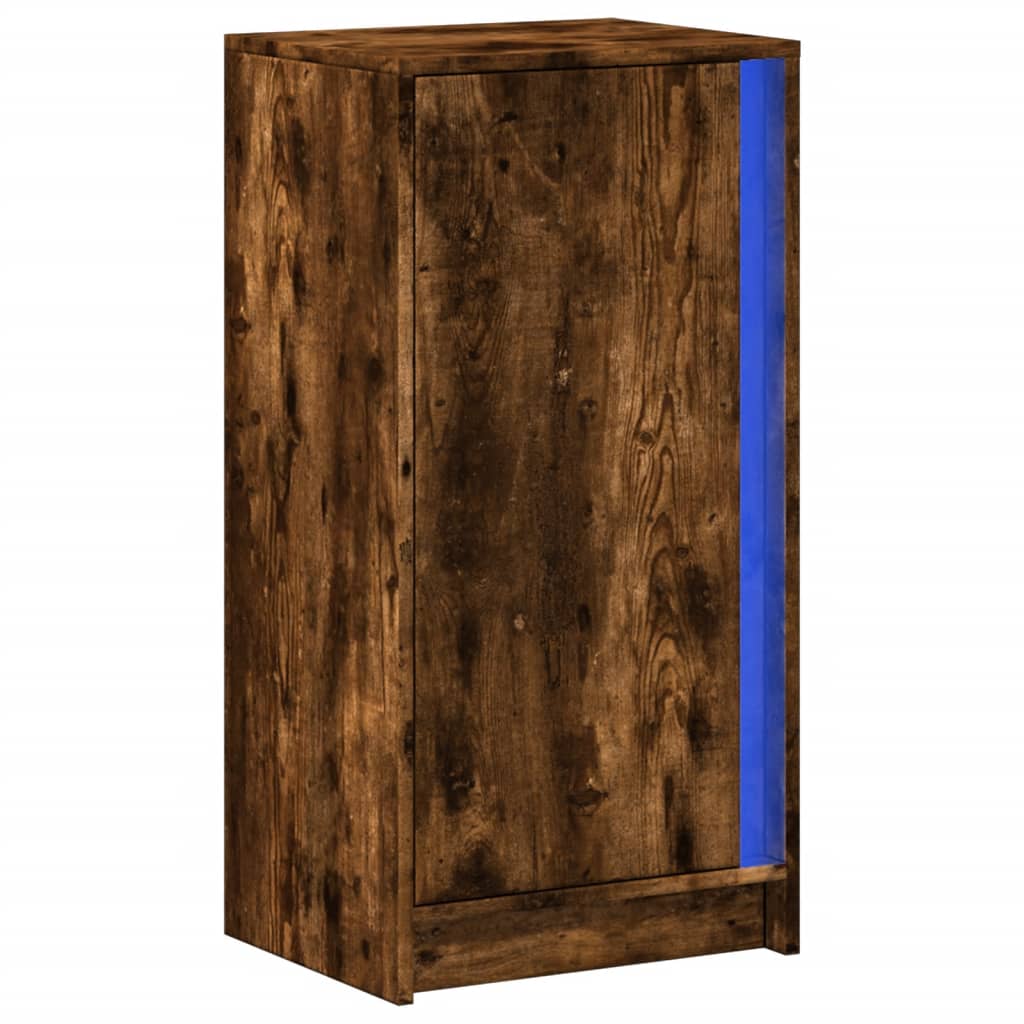 Credenza con LED Rovere Fumo 42,5x34x85 cm in Legno Multistrato