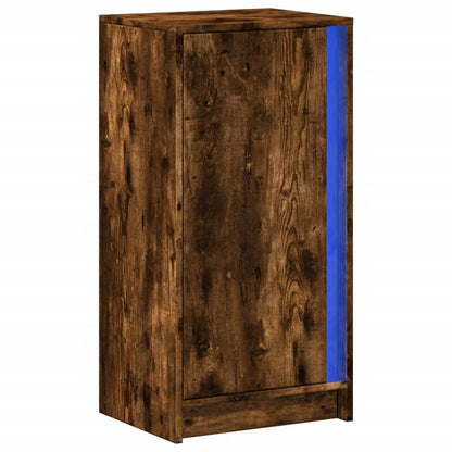 Credenza con LED Rovere Fumo 42,5x34x85 cm in Legno Multistrato