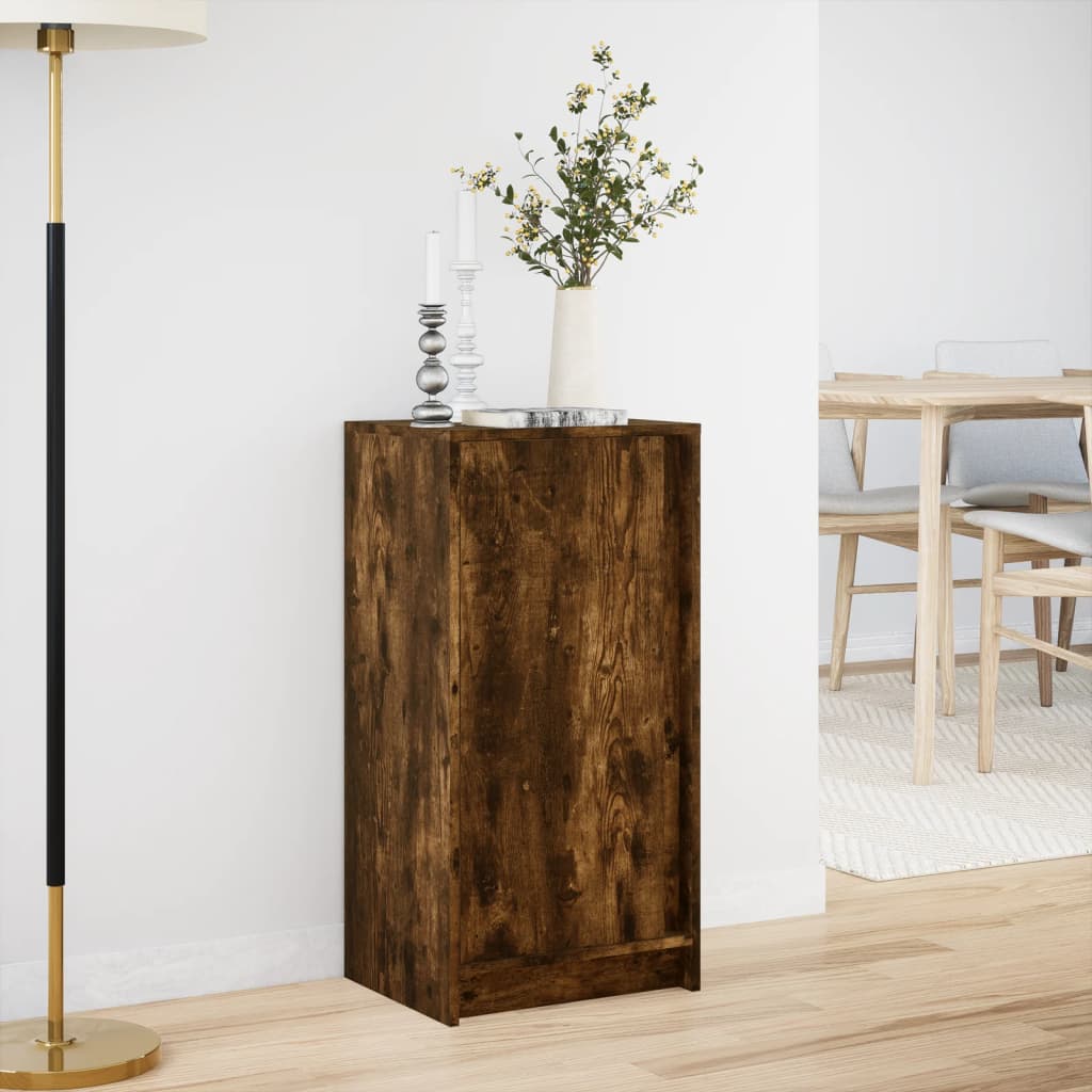 Credenza con LED Rovere Fumo 42,5x34x85 cm in Legno Multistrato