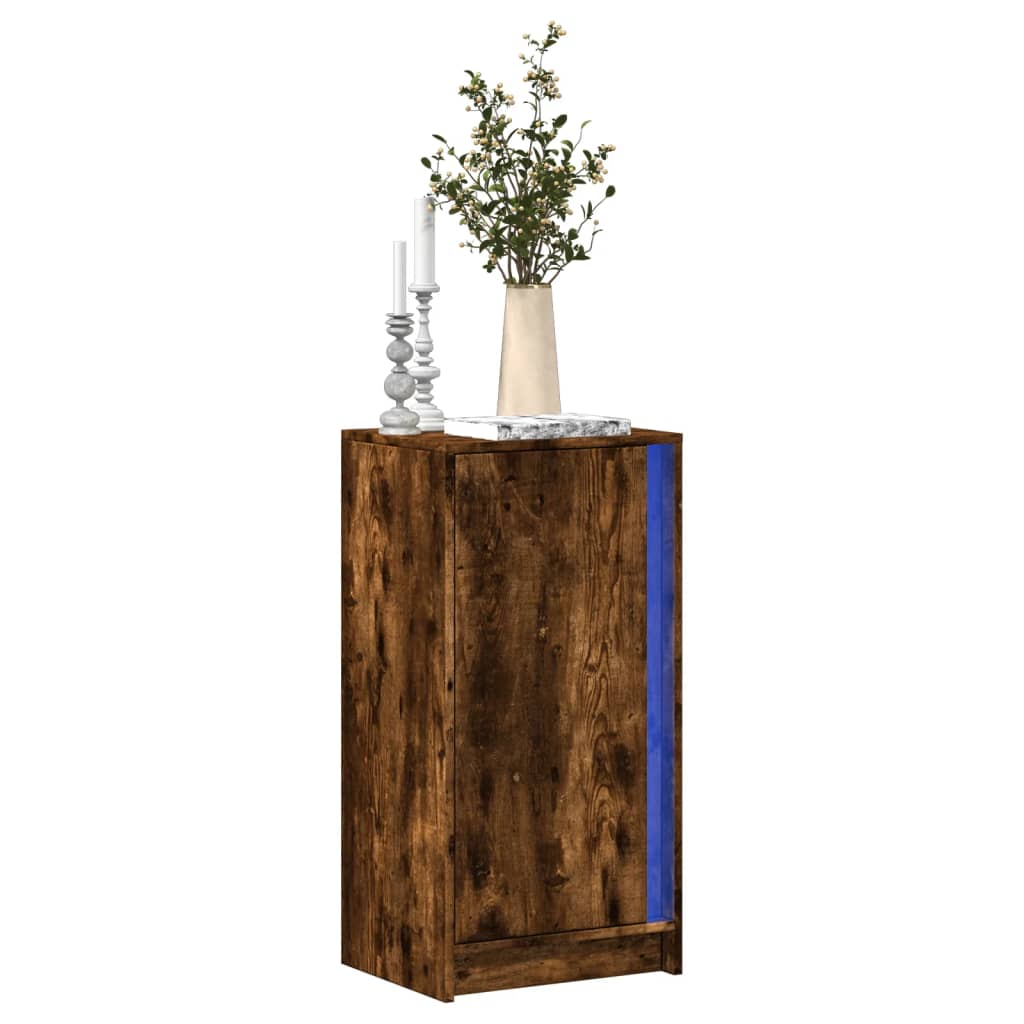 Credenza con LED Rovere Fumo 42,5x34x85 cm in Legno Multistrato
