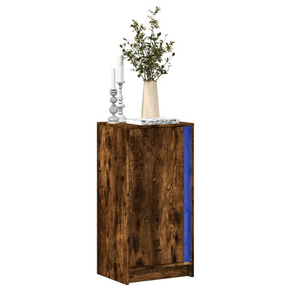 Credenza con LED Rovere Fumo 42,5x34x85 cm in Legno Multistrato