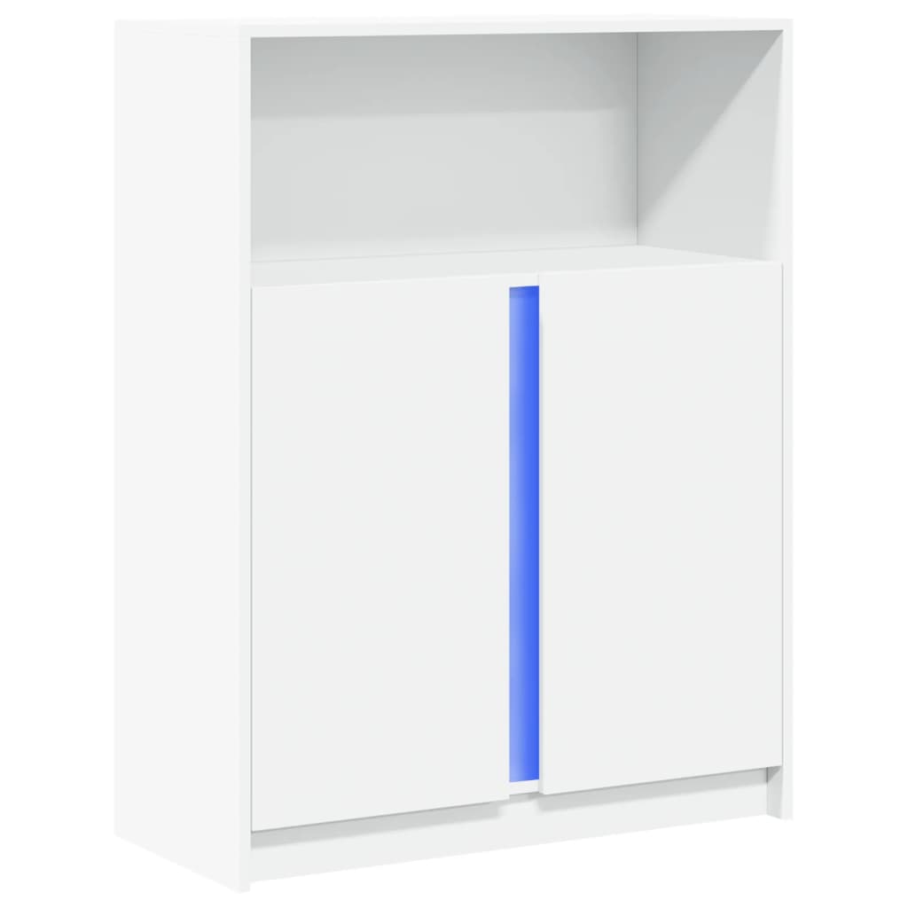 Credenza con LED Bianca 77x34x100 cm in Legno Multistrato
