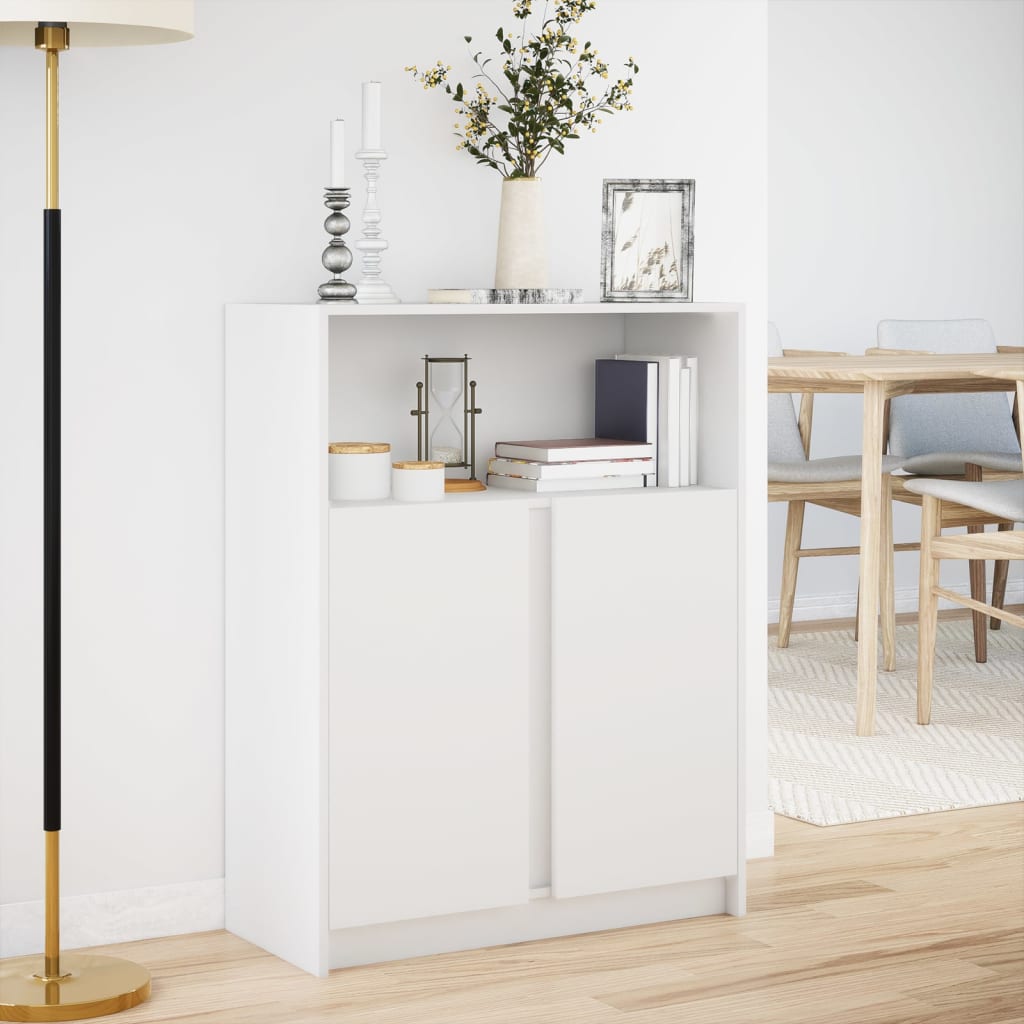 Credenza con LED Bianca 77x34x100 cm in Legno Multistrato