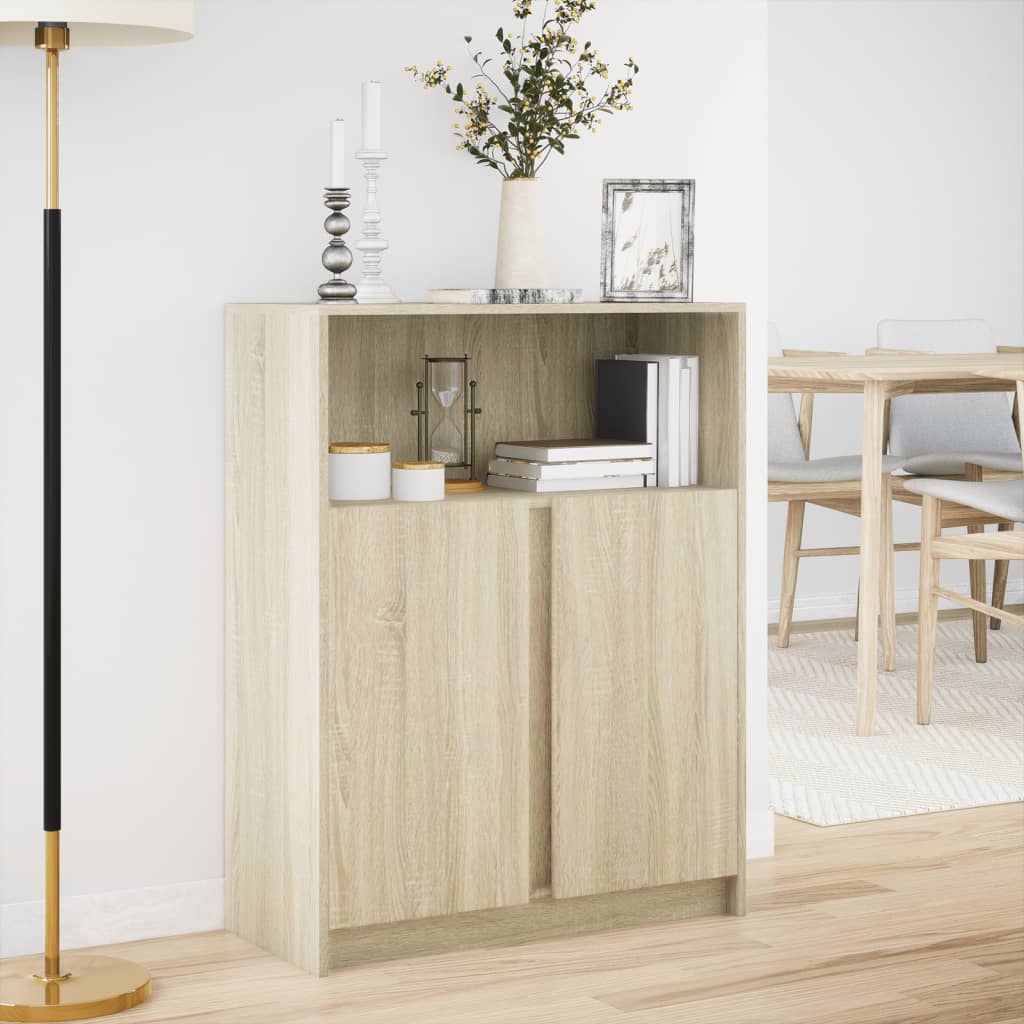 Credenza con LED Rovere Sonoma 77x34x100cm in Legno Multistrato