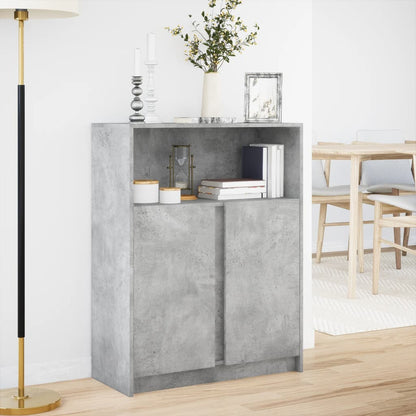 Credenza con LED Grigio Cemento 77x34x100 cm Legno Multistrato