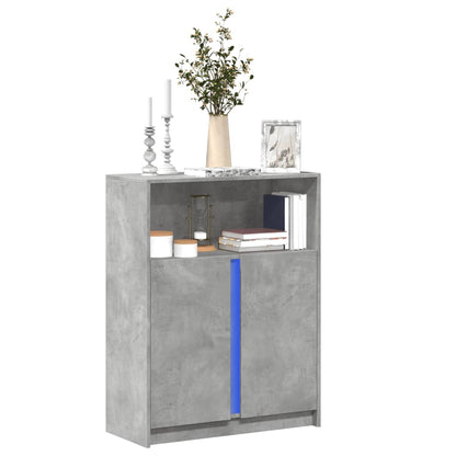 Credenza con LED Grigio Cemento 77x34x100 cm Legno Multistrato