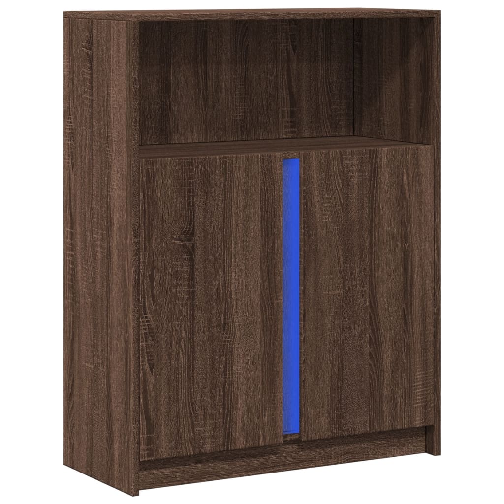 Credenza con LED Rovere Marrone 77x34x100 cm Legno Multistrato