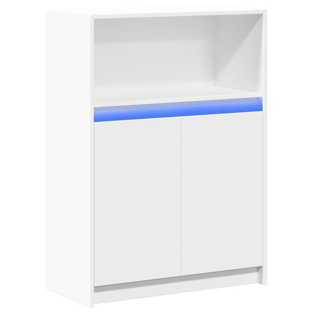 Credenza con LED Bianca 72x34x100 cm in Legno Multistrato
