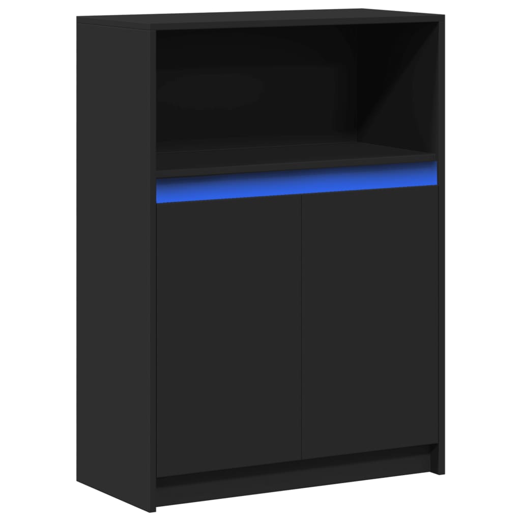 Credenza con LED Nera 72x34x100 cm in Legno Multistrato