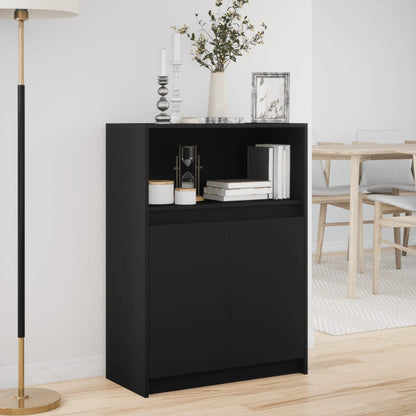 Credenza con LED Nera 72x34x100 cm in Legno Multistrato