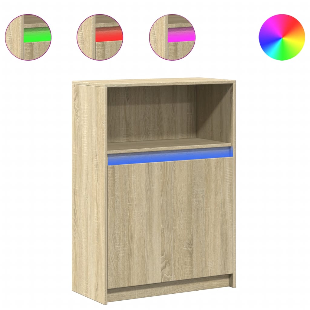 Credenza con LED Rovere Sonoma 72x34x100cm in Legno Multistrato