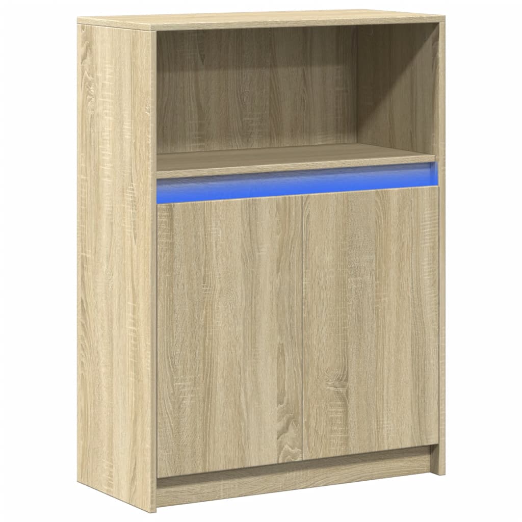 Credenza con LED Rovere Sonoma 72x34x100cm in Legno Multistrato