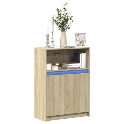 Credenza con LED Rovere Sonoma 72x34x100cm in Legno Multistrato