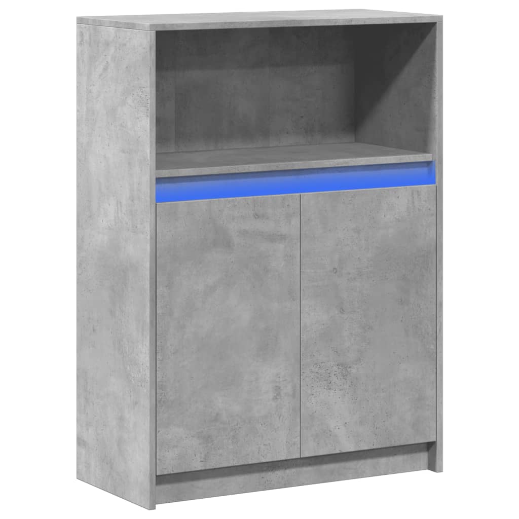 Credenza con LED Grigio Cemento 72x34x100 cm Legno Multistrato