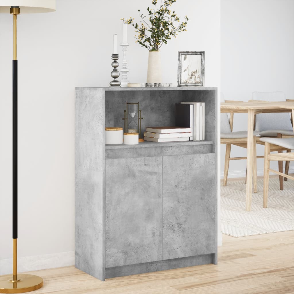 Credenza con LED Grigio Cemento 72x34x100 cm Legno Multistrato
