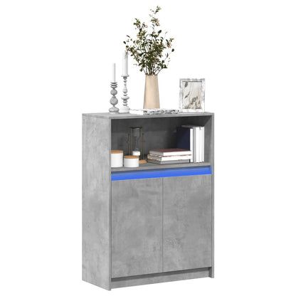 Credenza con LED Grigio Cemento 72x34x100 cm Legno Multistrato
