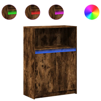 Credenza con LED Rovere Fumo 72x34x100 cm in Legno Multistrato