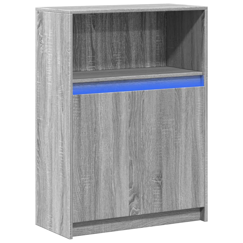 Credenza con LED Grigio Sonoma 72x34x100cm in Legno Multistrato