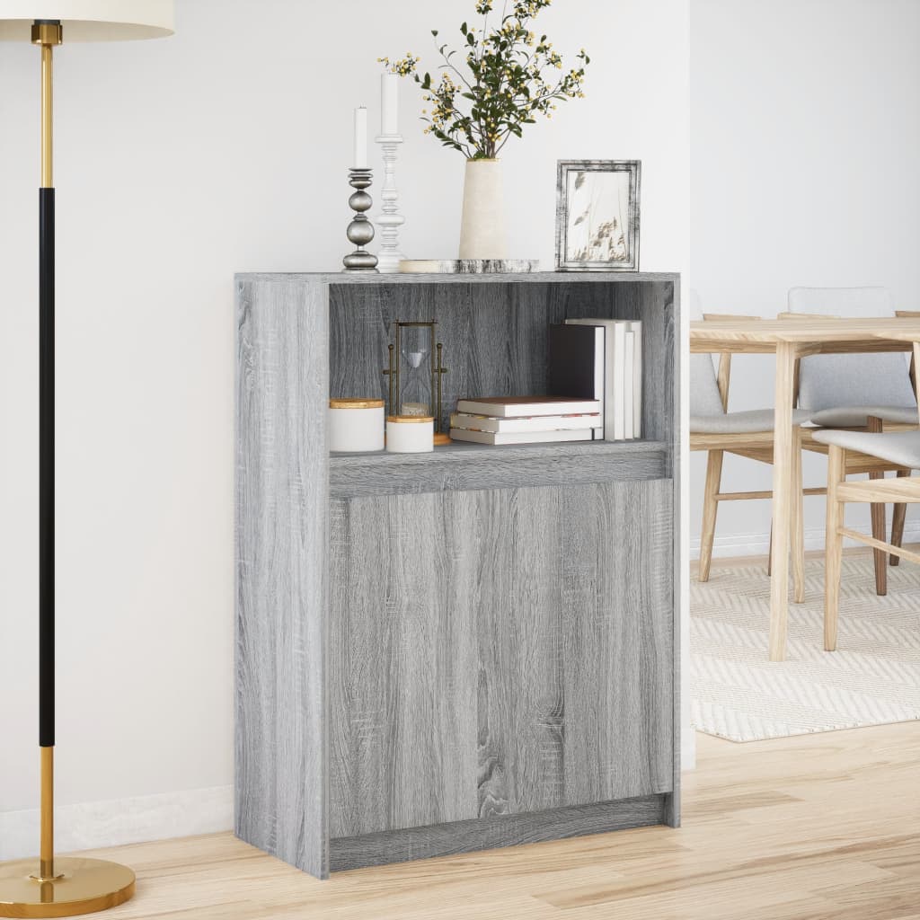 Credenza con LED Grigio Sonoma 72x34x100cm in Legno Multistrato