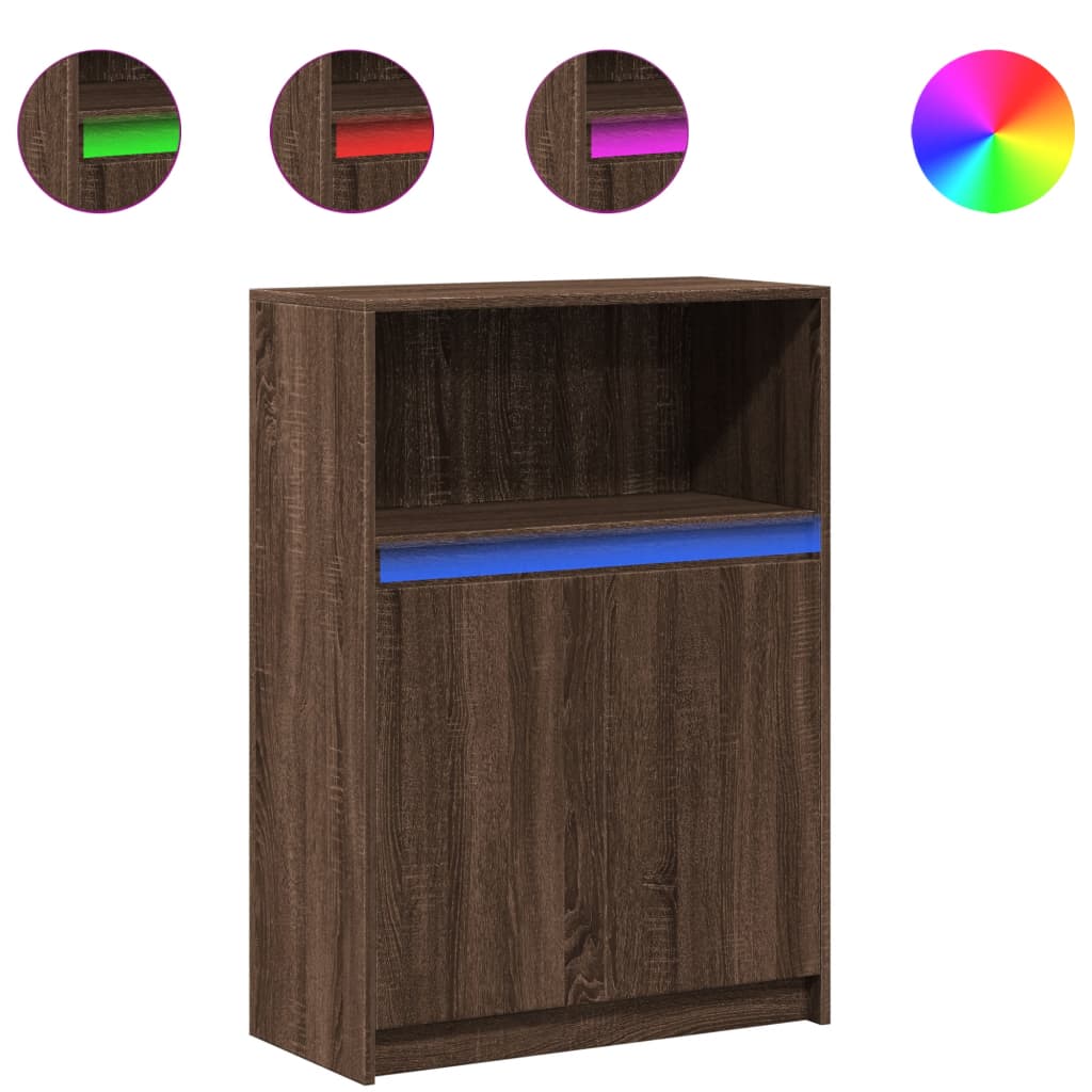 Credenza con LED Rovere Marrone 72x34x100 cm Legno Multistrato