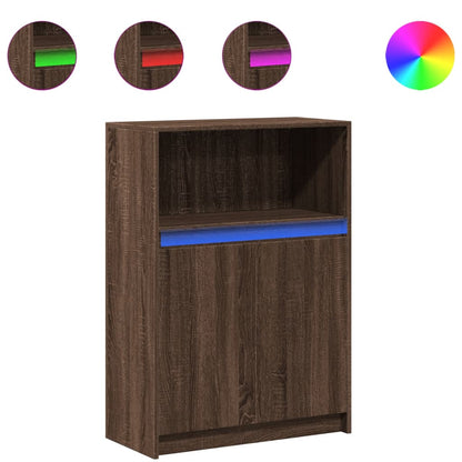 Credenza con LED Rovere Marrone 72x34x100 cm Legno Multistrato