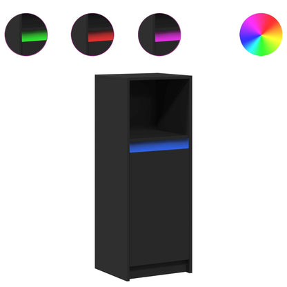 Credenza con LED Nera 38x34x100 cm in Legno Multistrato