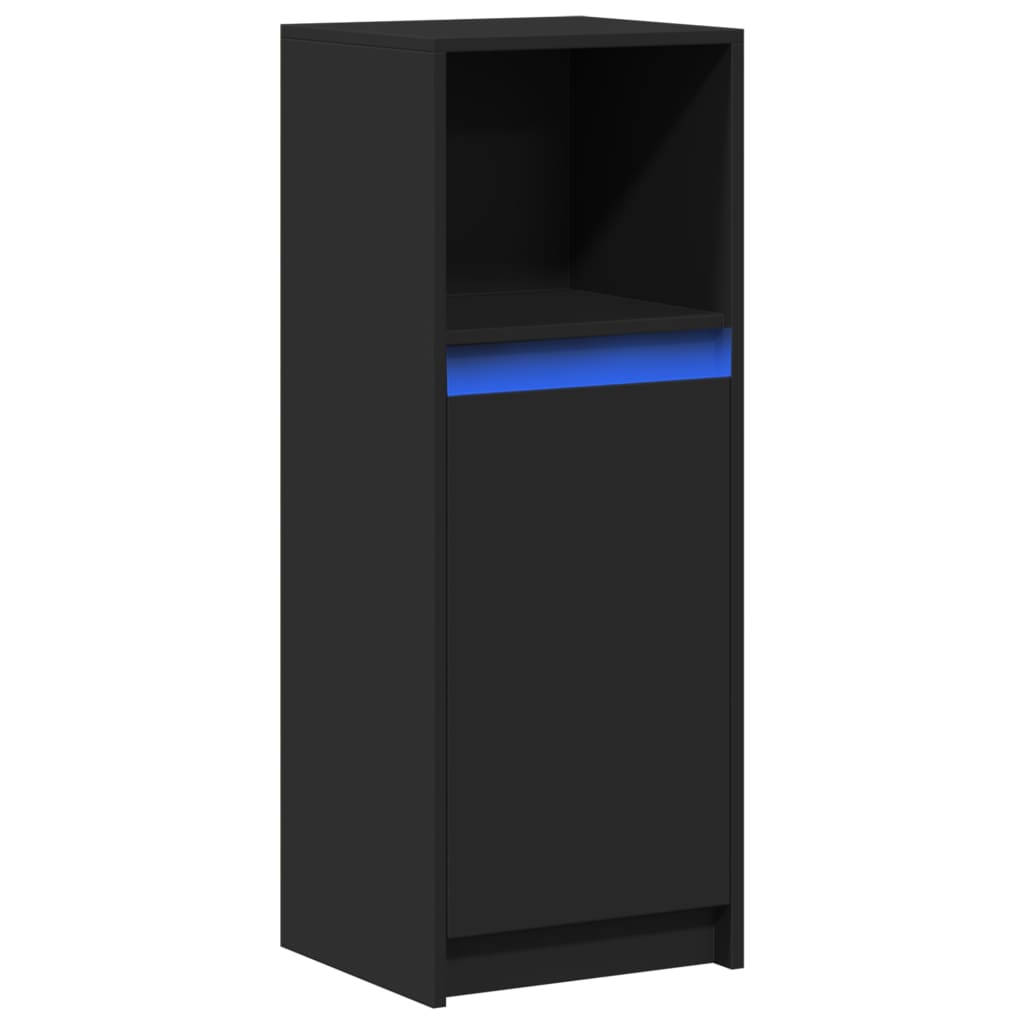 Credenza con LED Nera 38x34x100 cm in Legno Multistrato
