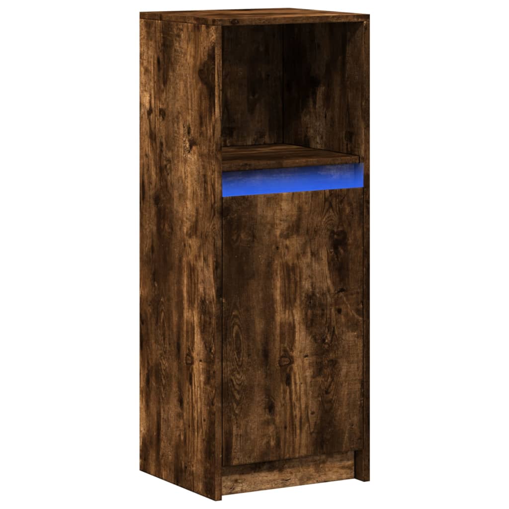 Credenza con LED Rovere Fumo 38x34x100 cm in Legno Multistrato